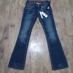 Rock Revival Women's 26 Bootcut Patti Dark Flap Pockets Distressed